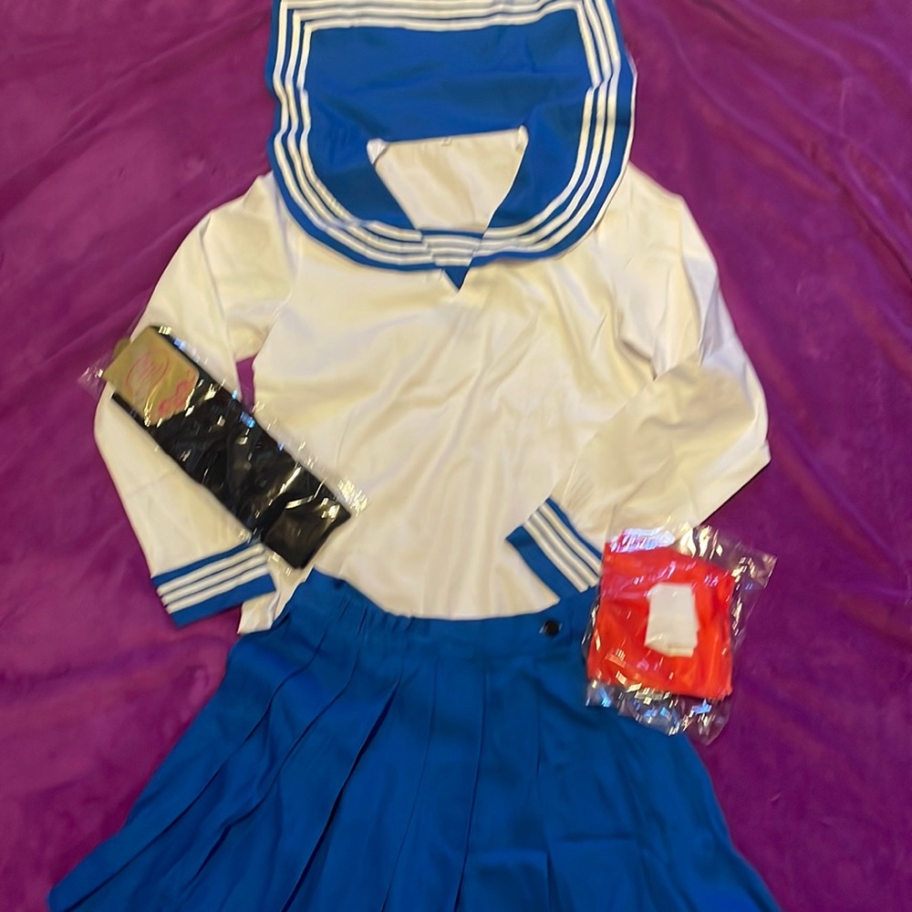 Japanese School Girl Uniform Sailor Pleated Sailor Skirt Anime Cosplay Costume